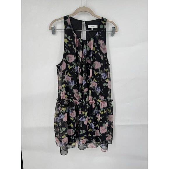 Likely Bayard Floral Ruffle Mini Dress Women 8 Black Preppy Night Out Feminine - Picture 1 of 9